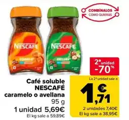 Carrefour NESCAFÉ Café soluble caramelo o avellana oferta