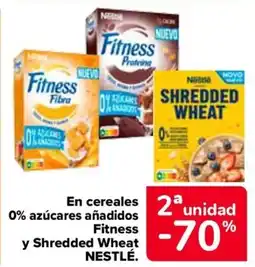 Carrefour NESTLÉ En cereales 0% azúcares añadidos Fitnes y Shredded Wheat oferta