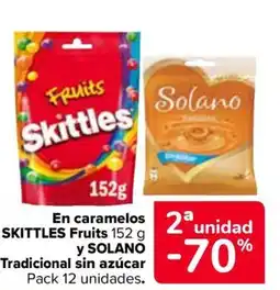 Carrefour SKITTLES SOLANO En caramelos Fruits y Tradicional sin azúcar oferta