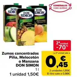 Carrefour DON SIMON Zumos concentrados Piña, Melocotón o Manzana oferta