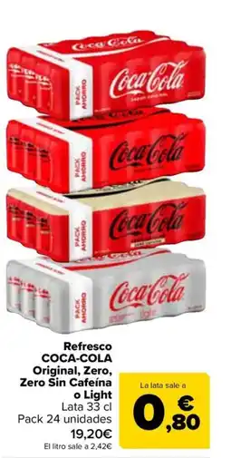 Carrefour COCA-COLA Refresco Original, Zero, Zero Sin Cafeína o light oferta