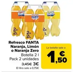 Carrefour FANTA Refresco Naranja, Limón o Naranja Zero oferta