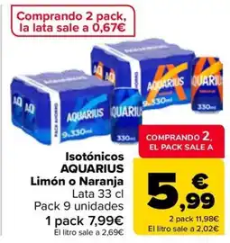 Carrefour AQUARIUS Isotónicos Limón o Naranja oferta