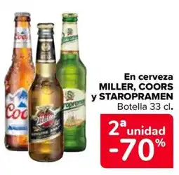 Carrefour MILLER, COORS y STAROPRAMEN En cerveza oferta