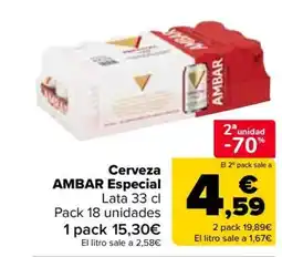 Carrefour AMBAR Cerveza Especial oferta