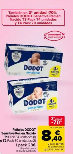 Carrefour DODOT Pañales Sensitive Recién Nacido oferta