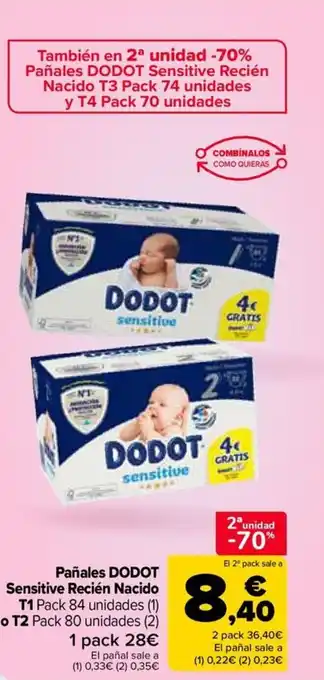 Carrefour DODOT Pañales Sensitive Recién Nacido oferta