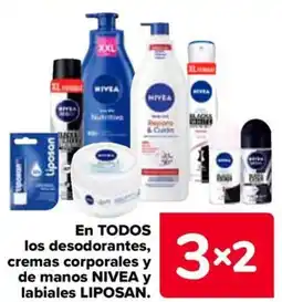 Carrefour LIPOSAN NIVEA En todos los desodorantes, cremas corporales y de manos y labiales oferta