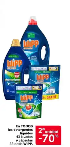 Carrefour WIPP En todos los detergentes líquidos y cápsulas 33 dosis oferta