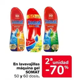 Carrefour SOMAT En lavavajillas máquina gel 50 y 60 dosis. oferta
