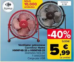 Carrefour Ventilador sobremesa Carrefour Home HMMF4B-25 o HMMF4R-25 oferta
