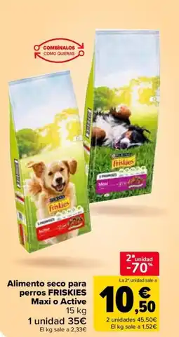 Carrefour FRISKIES Alimento seco para perros Maxi o Active oferta