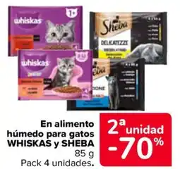 Carrefour WHISKAS Y SHEBA En alimento húmedo para gatos oferta
