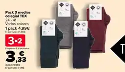 Carrefour TEX Pack 3 medias colegial oferta