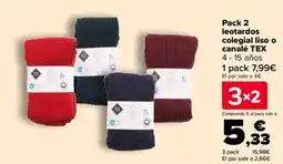 Carrefour TEX Pack 2 leotardos colegial liso o canale oferta