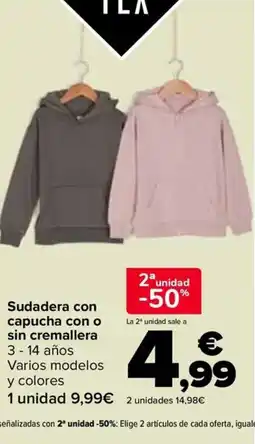 Carrefour Sudadera con capucha con o sin cremallera oferta