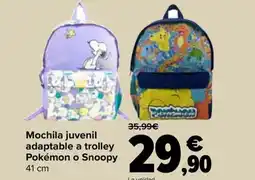 Carrefour Mochila juvenil adaptable a trolley Pokémon o Snoopy 41 cm oferta