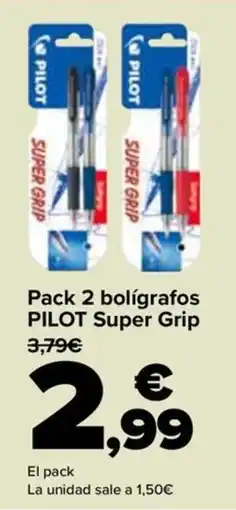 Carrefour PILOT Pack 2 bolígrafos super grip oferta