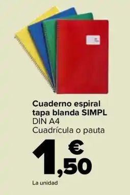 Carrefour SIMPL Cuaderno espiral tapa blanda DIN A4 oferta