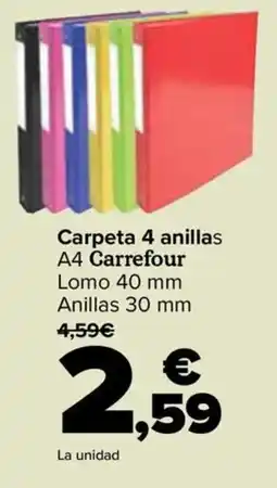 Carrefour Carpeta 4 anillas A4 Carrefour oferta