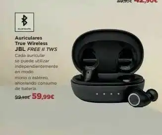 El Corte Inglés Aa auriculares true wireless jbl free i/ tws cada auricular se puede utilizar independientemente en modo mono o estéreo ahor oferta