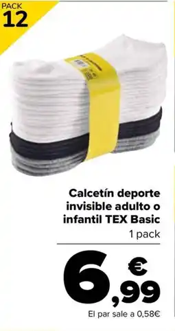 Carrefour Calcetín deporte invisible adulto o infantil tex basic oferta