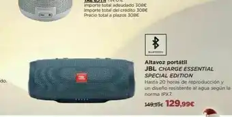 El Corte Inglés 40 altavoz portátil jbl charge essential special edition hasta 20 horas de reproducción y un diseño resistente al agua según oferta