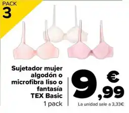 Carrefour Sujetador mujer algodón o microfibra liso o fantasía tex basic oferta