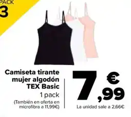 Carrefour Camiseta tirante mujer algodón tex basic oferta