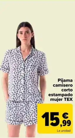Carrefour Pijama camisero corto estampado mujer tex oferta