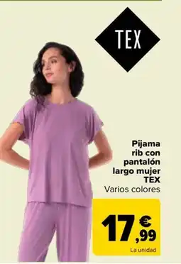 Carrefour Pijama rib con pantalón largo mujer tex oferta