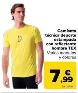 Carrefour Camiseta técnica deporte estampada con reflectante hombre tex oferta