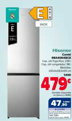 Carrefour HISENSE Combi RB440N4BCE oferta