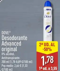 ALDI DOVE Desodorante Advanced original oferta