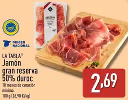 ALDI LA TABLA Jamón gran reserva 50% duroc oferta