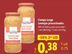 Lidl Campo Largo Lentejas precocinadas oferta