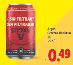 Lidl ARGUS Cerveza sin filtrar oferta