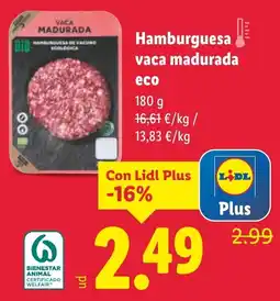 Lidl Hamburguesa vaca madurada oferta