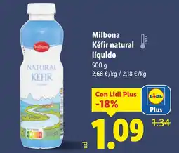 Lidl MILBONA Kéfir natural líquido oferta