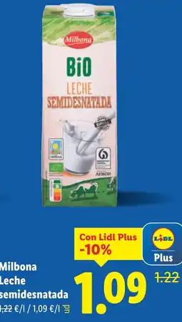Lidl MILBONA Leche semidesnatada oferta