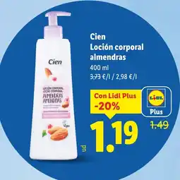 Lidl CIEN Loción corporal almendras oferta