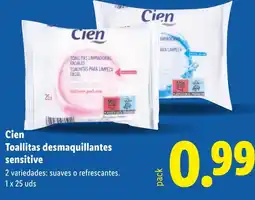Lidl CIEN Toallitas desmaquillantes sensitive oferta