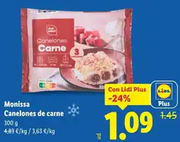 Lidl MONISSA Canelones de carne oferta