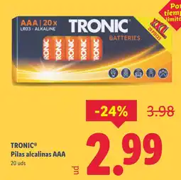 Lidl TRONIC Pilas alcalinas AAA oferta