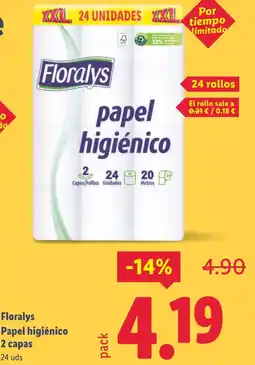 Lidl FLORALYS Papel higiénico 2 capas oferta