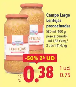 Lidl CAMPO LARGO Lentejas precocinadas oferta