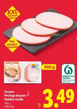 Lidl Serrano Pechuga de pavo fiambre cocido oferta