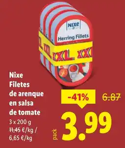 Lidl NIXE Filetes de arenque en salsa de tomate oferta