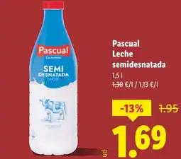 Lidl PASCUAL Leche semidesnatada oferta