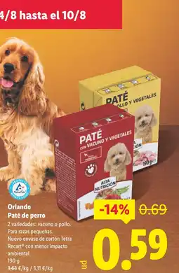 Lidl ORLANDO Paté de perro oferta